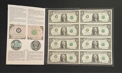Uncut Sheets US $1 dollar Bills