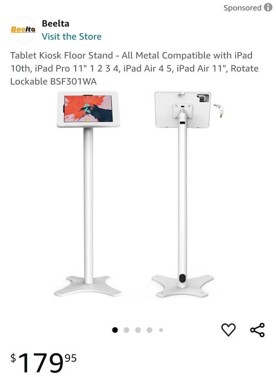 Tablet Kiosk Floor Stand - All Metal Compatible with iPad 10th, iPad Pro 11" 1 2 3 4, iPad Air 4 5, iPad Air 11", Rotate Lockable, New