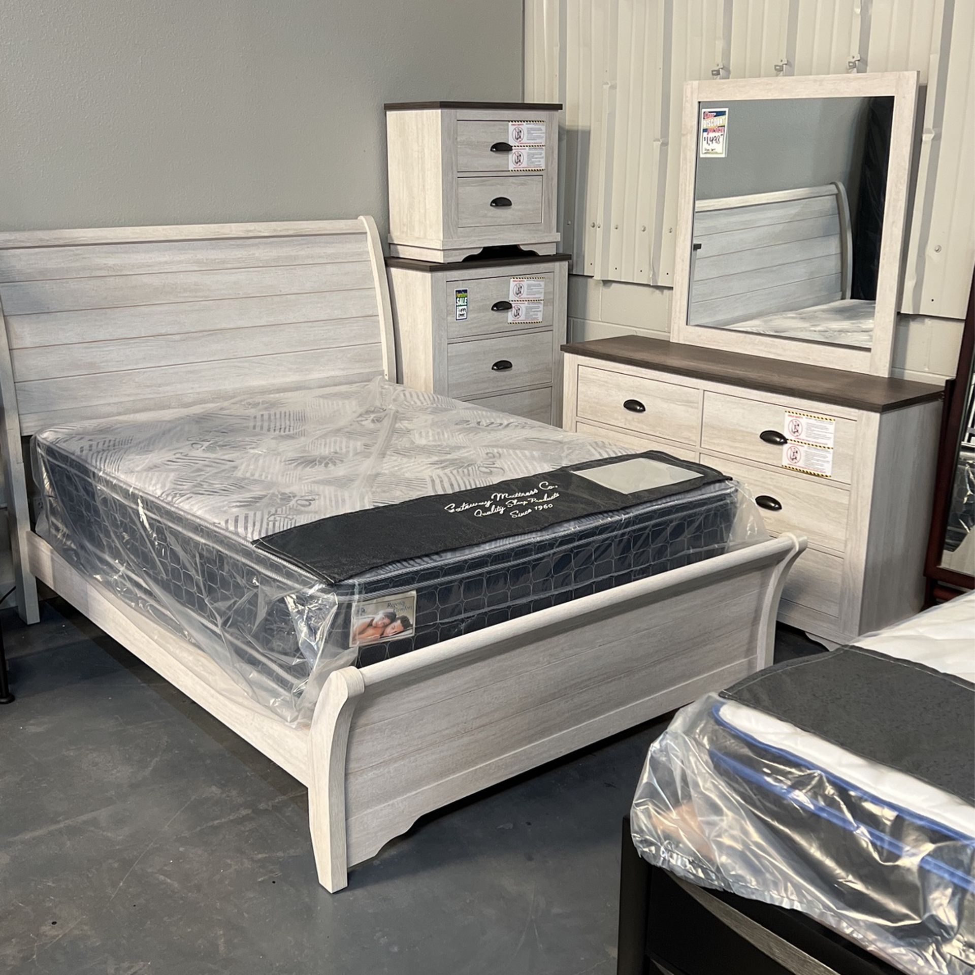 4-queen Bedroom Set On Sale! White Grey