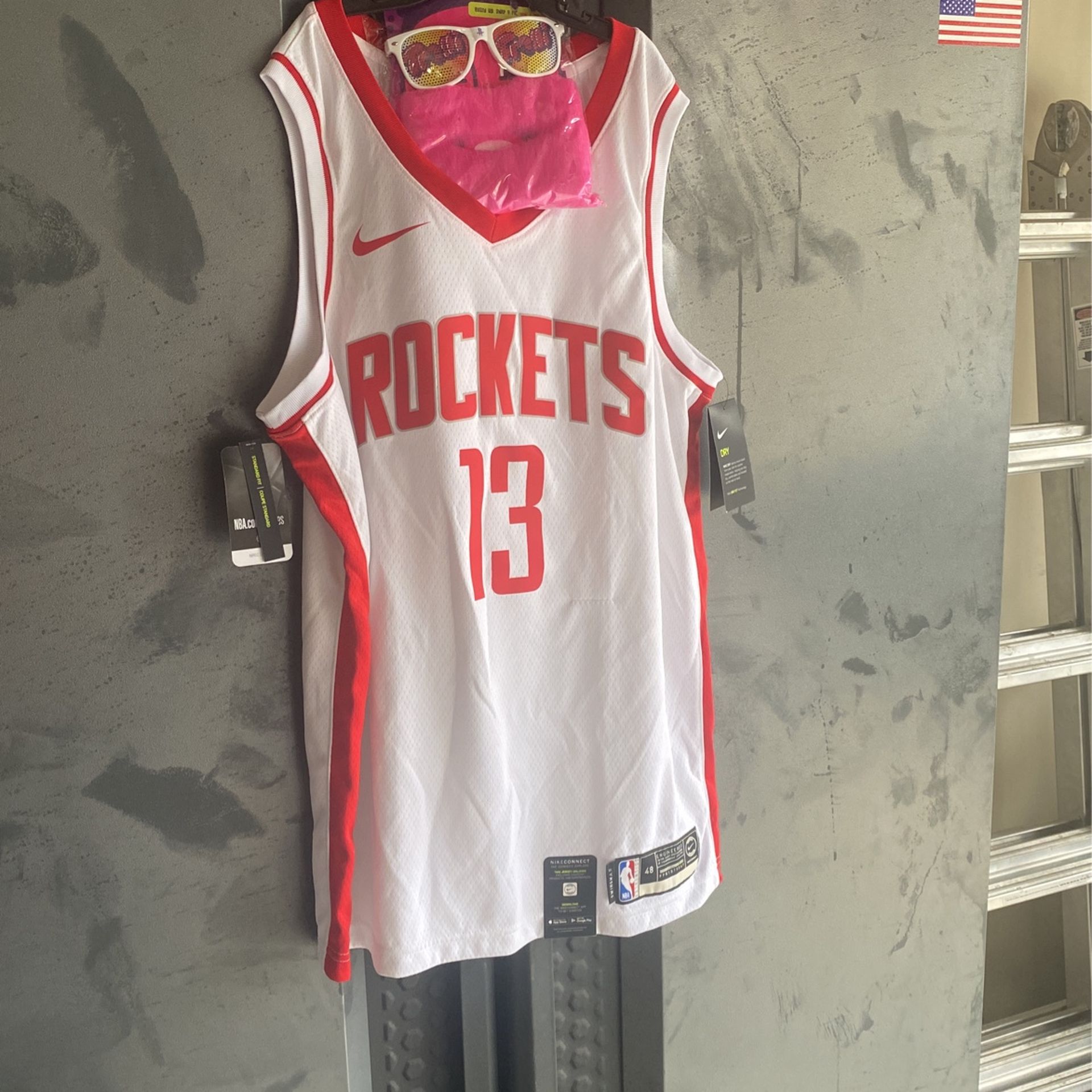 Authentic Nike Houston Rockets James Harden Jersey W/pink Trolli Beard And Sunglasses Giveaway