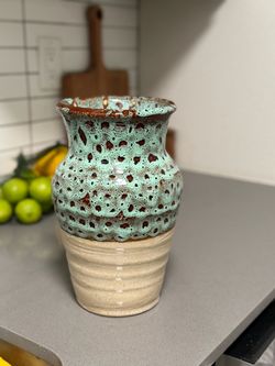 Handmade Ceramic Vase Turquoise Lava Glaze