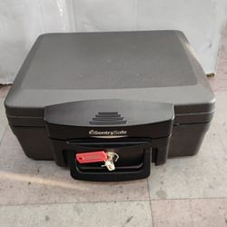 SentrySafe fireproof and waterproof chest with a key lock.