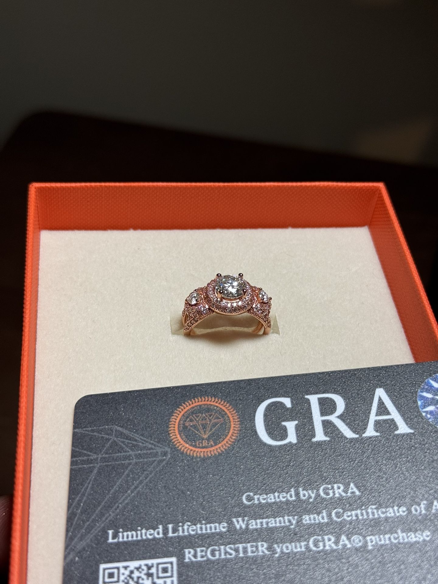 Sz 6 Round cut 1.2 ct moissanite ring + 14k Rose gold