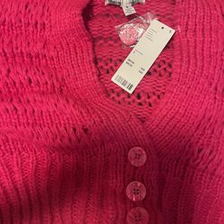 Hot Pink Half Sweater Cardigan 