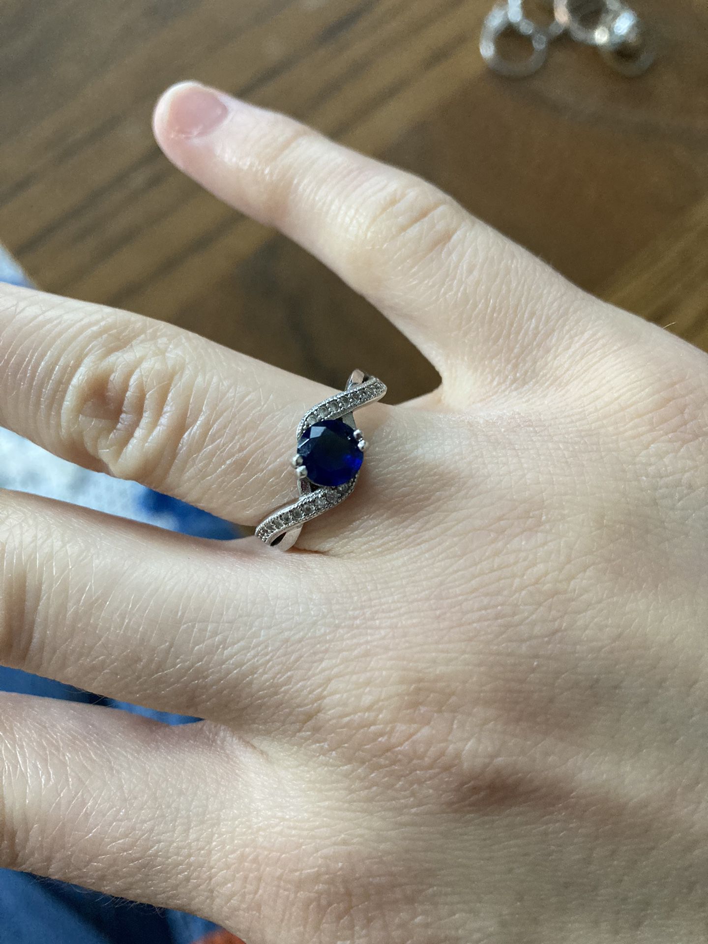 Faux Diamond And Sapphire Ring