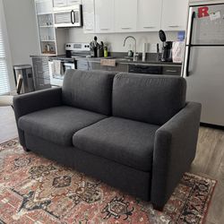 Cliff Grey Fabric 72" Queen Convertible Futon Foam Sleeper Sofa Bed | Track Arms