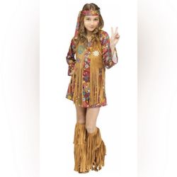 PEACE AND LOVE ❤️  HIPPIE CHILD DRESS  COSTUME SIZE MEDIUM  NEW missing tags  This costume includes a dress with attached fringe vest  ⚠️DRESS Only!⚠️