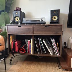 Nice Wood Record Player Stand / Media Console ( Mid Century Modern, Side Table, Record Player Stand, Modern) 