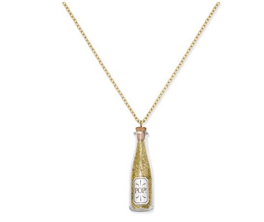 Celebrate Shop Champagne Bottle Pendant Necklace Gold Tone NWT