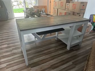 Solid Wood Desk With Drop Down Keyboard