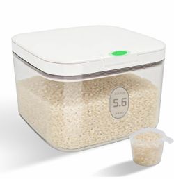 Rice Container, Airtight 5.6 L / 5.92 qt Flour Sugar Storage Containers with Flip-top Lid & Measuring Cup, BPA-free PET Food Storage Container, Holds 