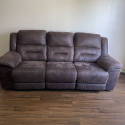 Faux Leathered Brown Colored Recliner Sofa