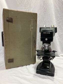 Vintage Bausch & Lomb Binocular Microscope w Original Case