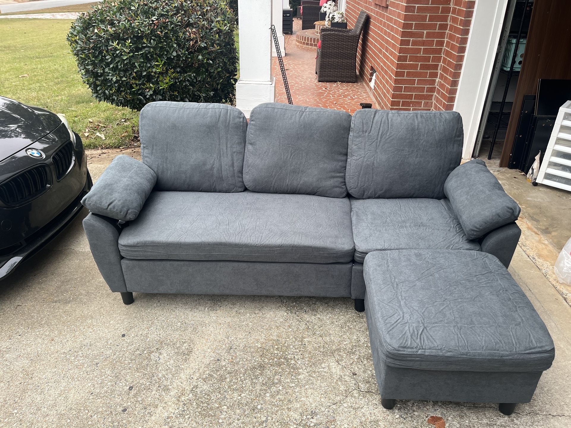 Soscana Convertible Sectional Sofa with Reversible Ottoman, 3 Seat L-shaped Sofa Couch with Chaise for Living Room Apartment Studio Office
