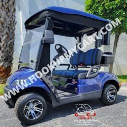 2025 ICON i20 Electric Golf Cart - 2 Passenger - Indigo Blue w/Club Protector & Enclosure