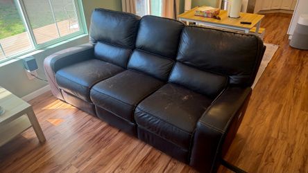 Dark Brown Leather Couch w/Powered Leg & Head Rest