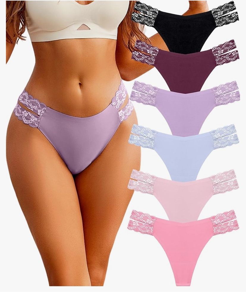 Sexy V-Wasit Women's Underwear Thongs - 6PACK