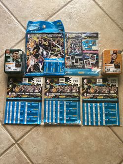 Lot Of New Sealed NBA Basketball Collectible Topps Tin Boxes Cards + Panini Album With 125 Stickers (VALENCIA) $80