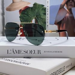 Metal oval half-frame sunglasses, unisex