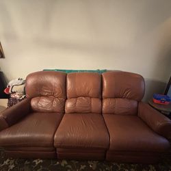 Lazy Boy Leather Brown Recliner Sofa
