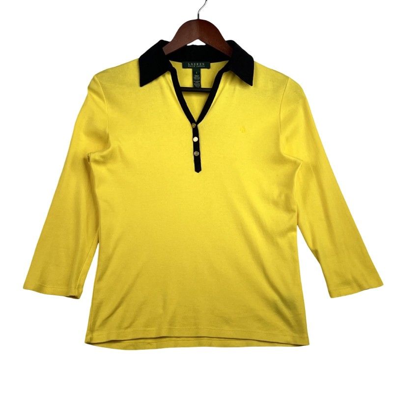 Lauren Ralph Lauren Womens Short Sleeve Yellow Shirt Medium