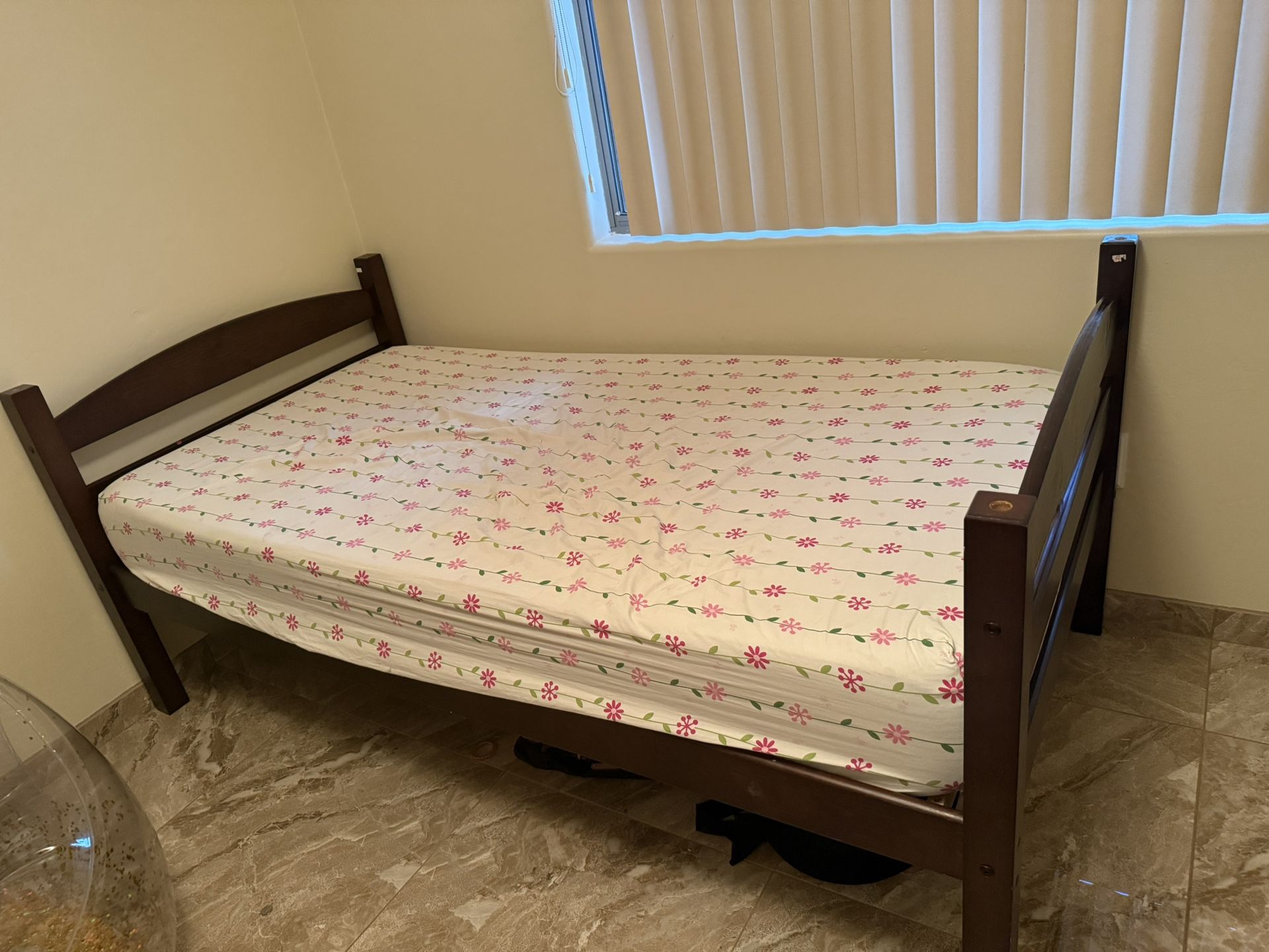 Wooden Twin Bed frame And Mattress