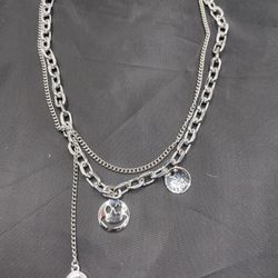 New Double Layers Smile Face Pendant Chain Necklace 
