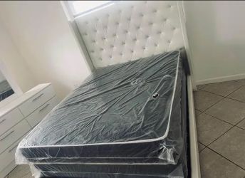 Bed Frame White Full Size New (Mattress Sale For Separated )