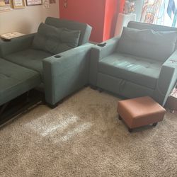 Modern Recliner Chairs with Ottoman – Excellent Condition