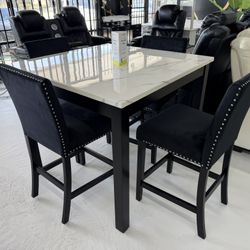 Counter Height Table Set 4x Chairs 