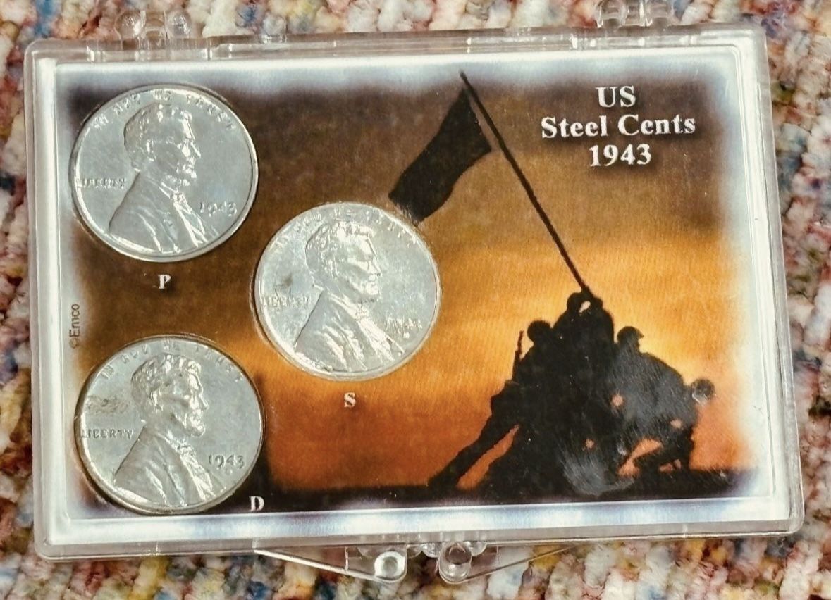 1 cent 1943. P. D. S. Stainless steel. Historical Coin USA