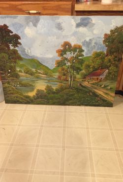 Old landscape oil painting