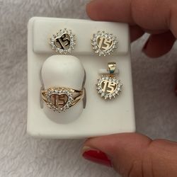 Quinceañera jewelry set silver 925 plata