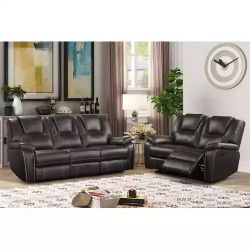 Brand New Leather Air Manual Reclining Sofa + Loveseat 2PCs Set