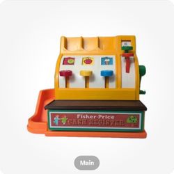 Vintage 1974 Fisher Price Cash Register and 6 Coins 