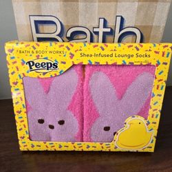 Peeps pink marshmallow bunny lounge socks