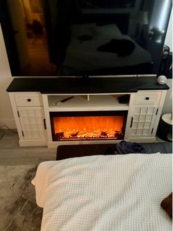 70” Farmhouse Electric Fireplace TV Stand - Fits TVs up to 80” - Excellent Condition