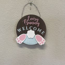New Hobby Lobby Every Bunny Welcome Wood Sign Decoration