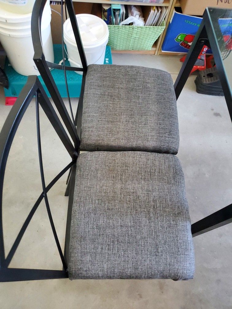 Metal Glass Top Table And 2 Matching Chairs. Black Metallic for Sale in
