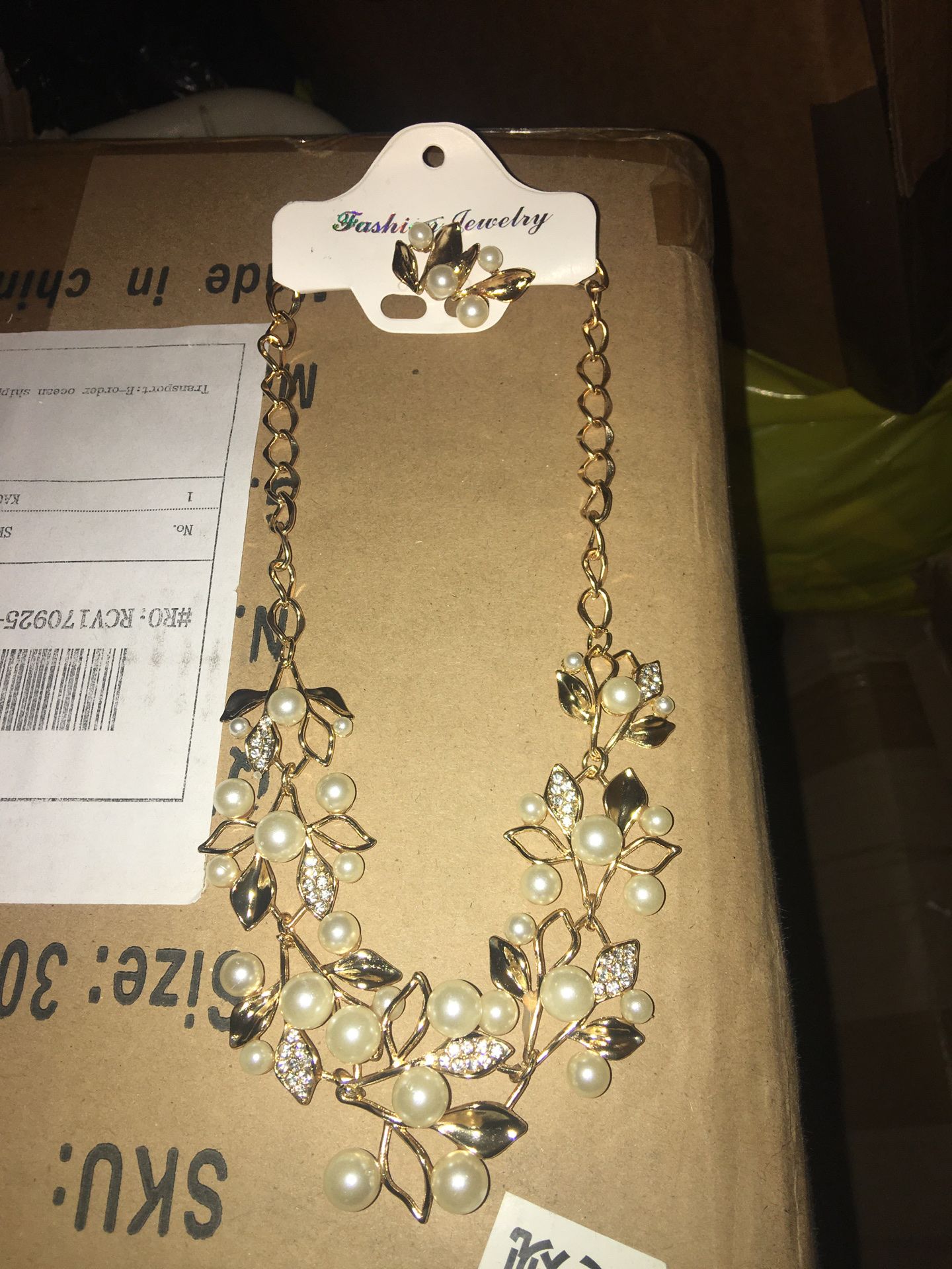 Woman’s necklace and earring