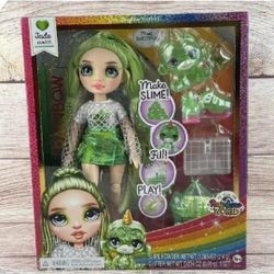 Rainbow High Jade (Green) with Slime Kit & Pet - Green 11” Shimmer Doll with DIY Sparkle Slime
