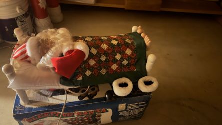 Christmas Vintage Snoring Santa With Bed