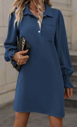 Button Front Shirred Flounce Sleeve Dress