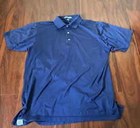 Activewear Golf Peter Millar Navy Polo T-Shirt Medium Made in Korea 100% Cotton
