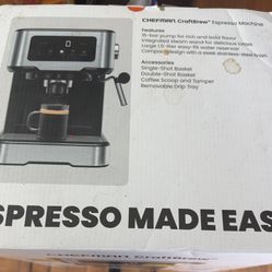 Chefman CraftBrew Espresso Machine W/ Steam Wand and Touch Controls – Stainless Steel
