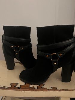 UGG black suede high heels ankle boots