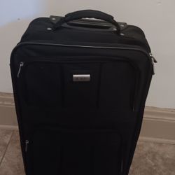 Suitcase. Wood Step Stool. Battery Operated Sweeper. Thermometer 