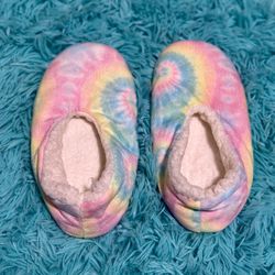 Pastel Tie Dyed Fleece Slippers 