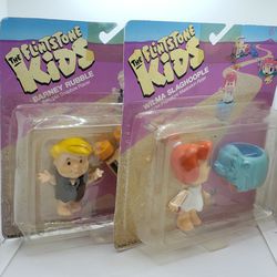 Vintage 80s Flintstone Kids figures on card Barney and Wilma 