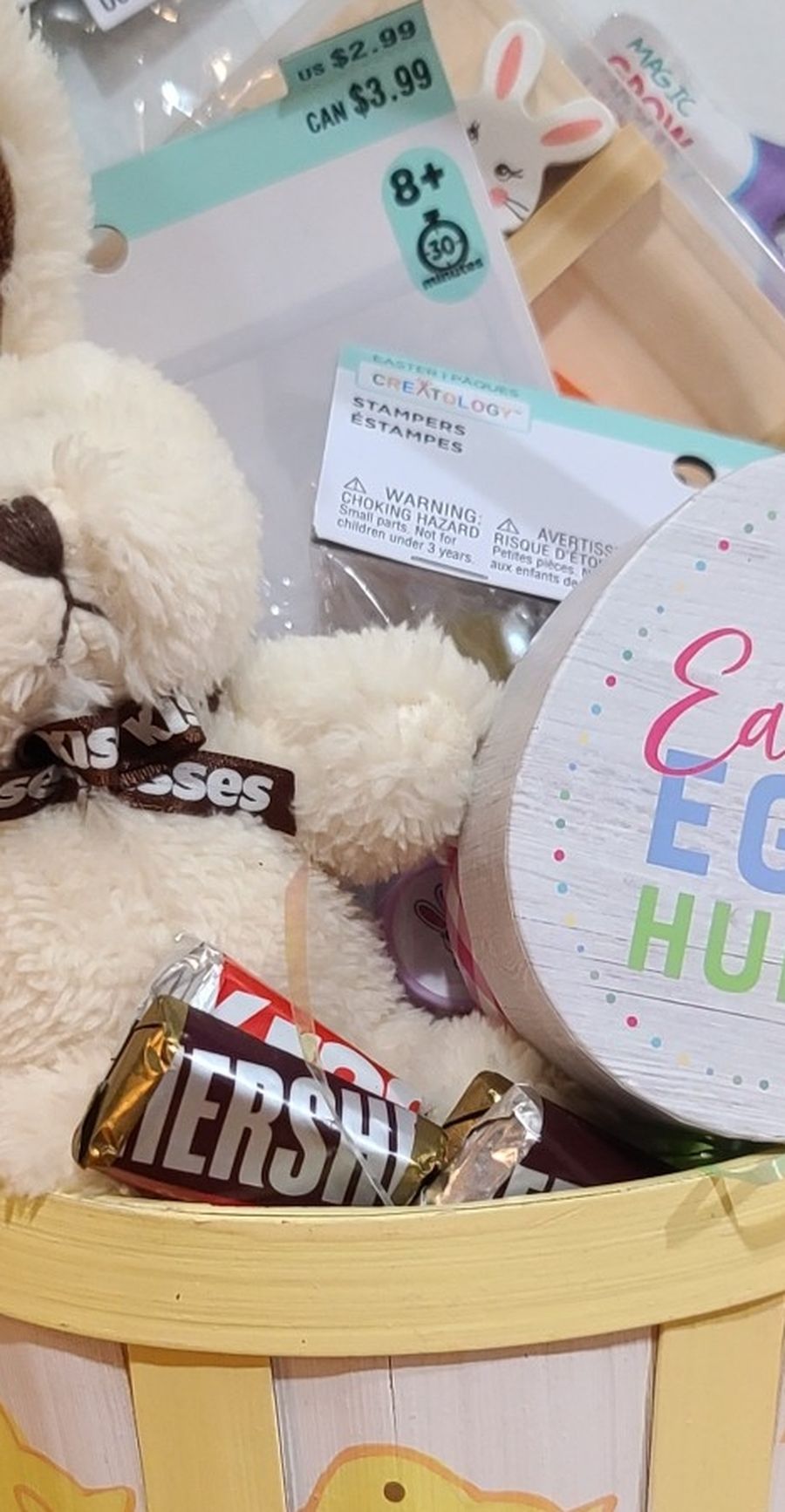 Kids Easter Gift Basket Chicken Bunny Paint, Stamps, Grow Kits Homemade